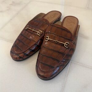 Sam Edelman Brown Crocodile Pattern Women’s Slide Loafer 8.5